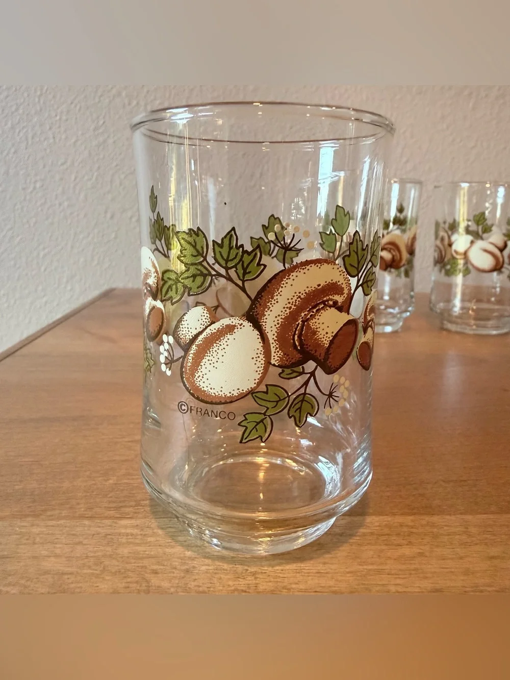 Vintage Franco Mushroom Drinking Glasses Set of 4 1970s Retro 🍄